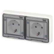 Розетка Эксперт 11-2524-01 2х2P+E гориз. IP55 шторки 16А-250В СУ бел. Эра Б0063254