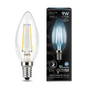 Лампа светодиодная филаментная Black Filament 9Вт свеча 4100К нейтр. бел. E14 710лм GAUSS 103801209